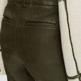 Green Coleman Leather Stretch Trousers - Joseph