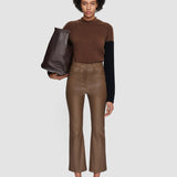 Brown Duke Leather Stretch Trousers - Joseph