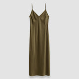 Green Silk Satin Clea Dress - Joseph