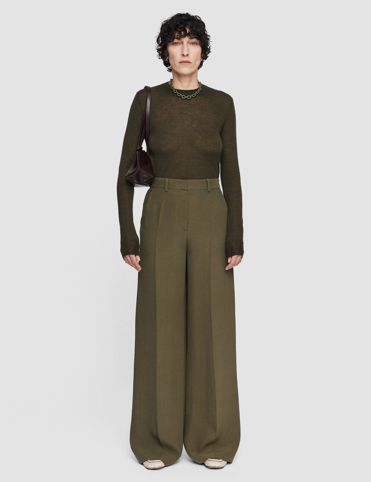 Green Silk Crepe Alana Trousers - Joseph