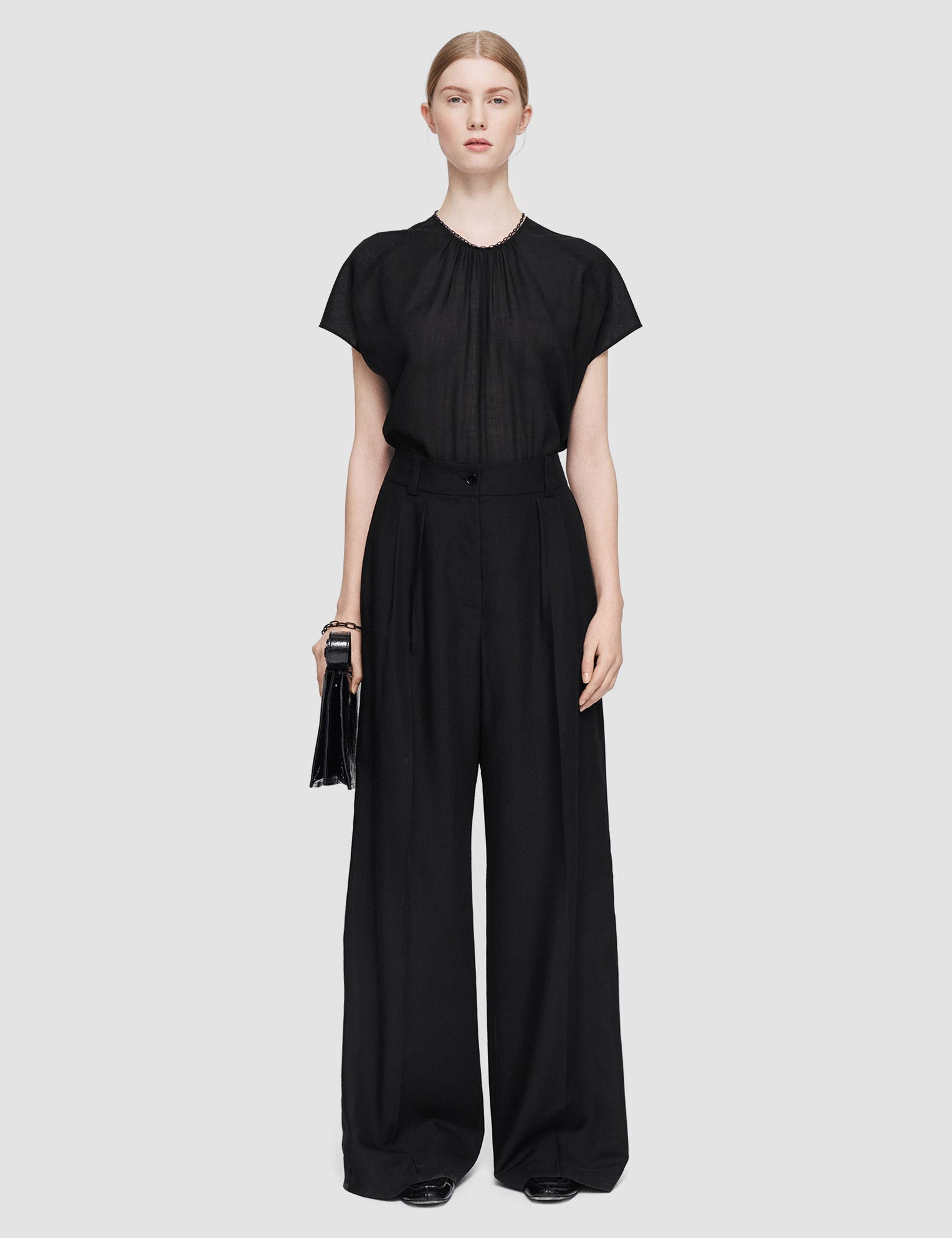 Black Winter Voile Forest Trousers - Joseph