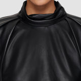 Black Nappa Leather Mondor Top - Joseph