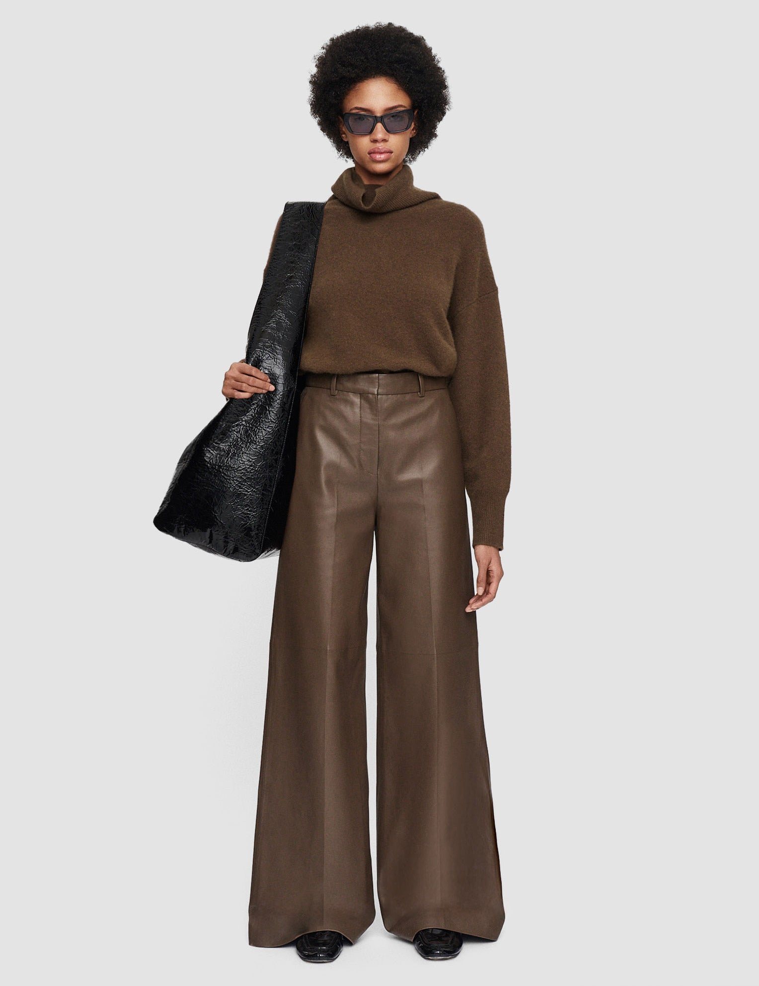 Brown Alana Nappa Leather Trousers - Joseph