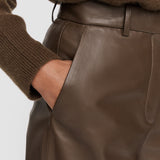 Brown Alana Nappa Leather Trousers - Joseph