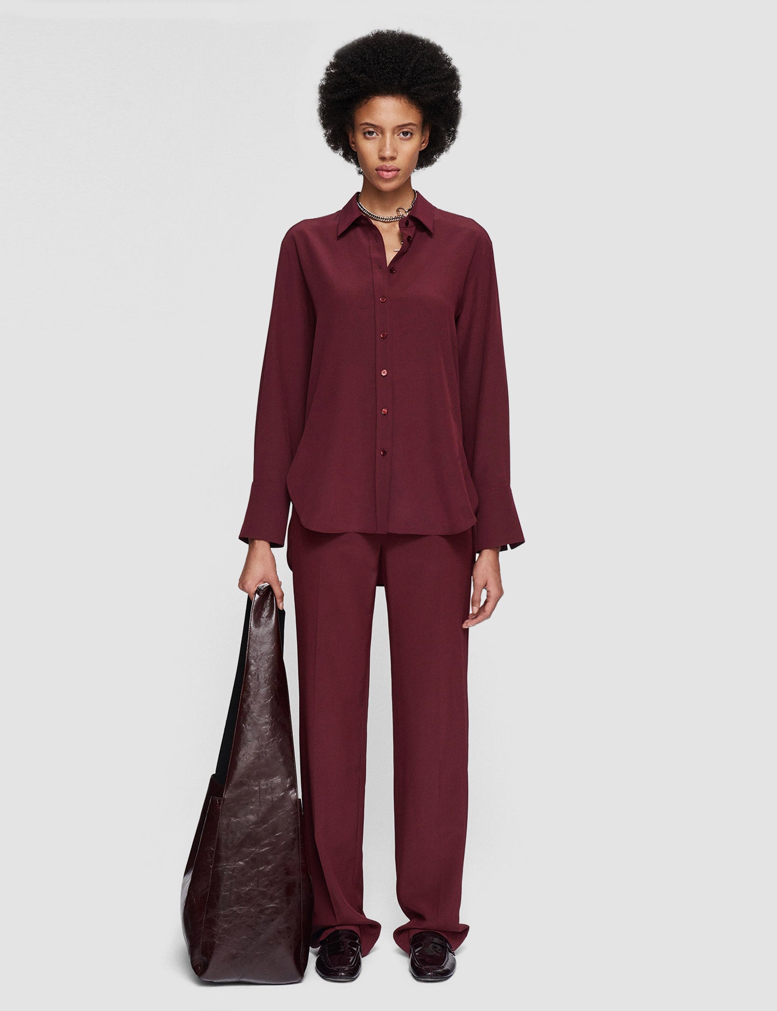 Purple Joe Silk Crepe de Chine Blouse - Joseph