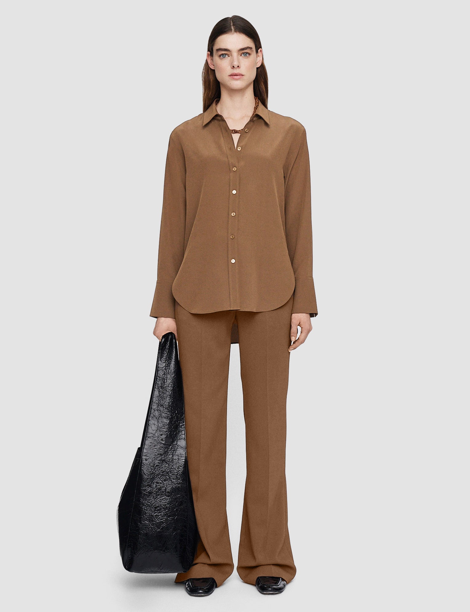 Brown Joe Silk Crepe de Chine Blouse - Joseph