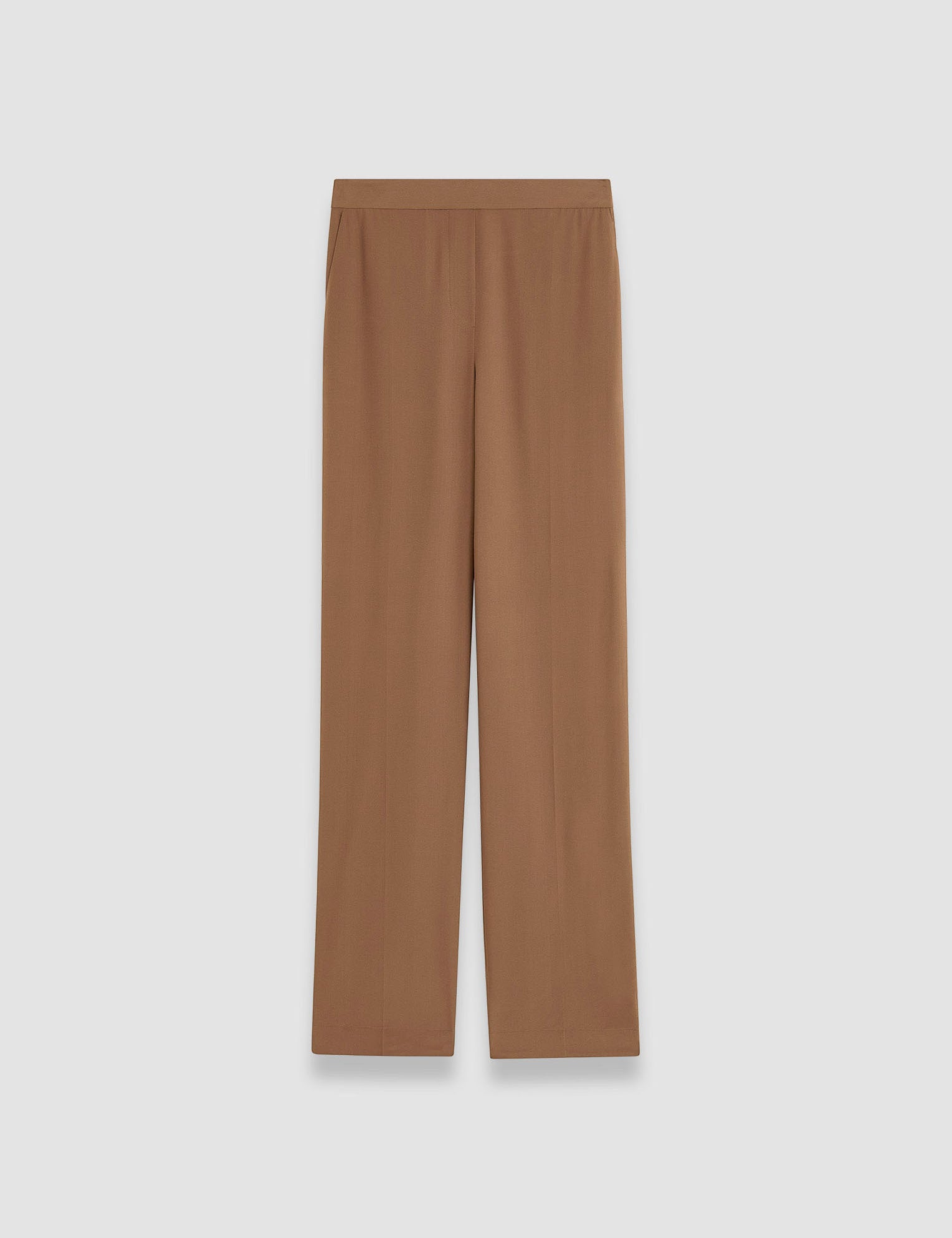 Brown Silk Crepe de Chine Tova Trousers - Joseph