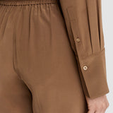 Brown Silk Crepe de Chine Tova Trousers - Joseph