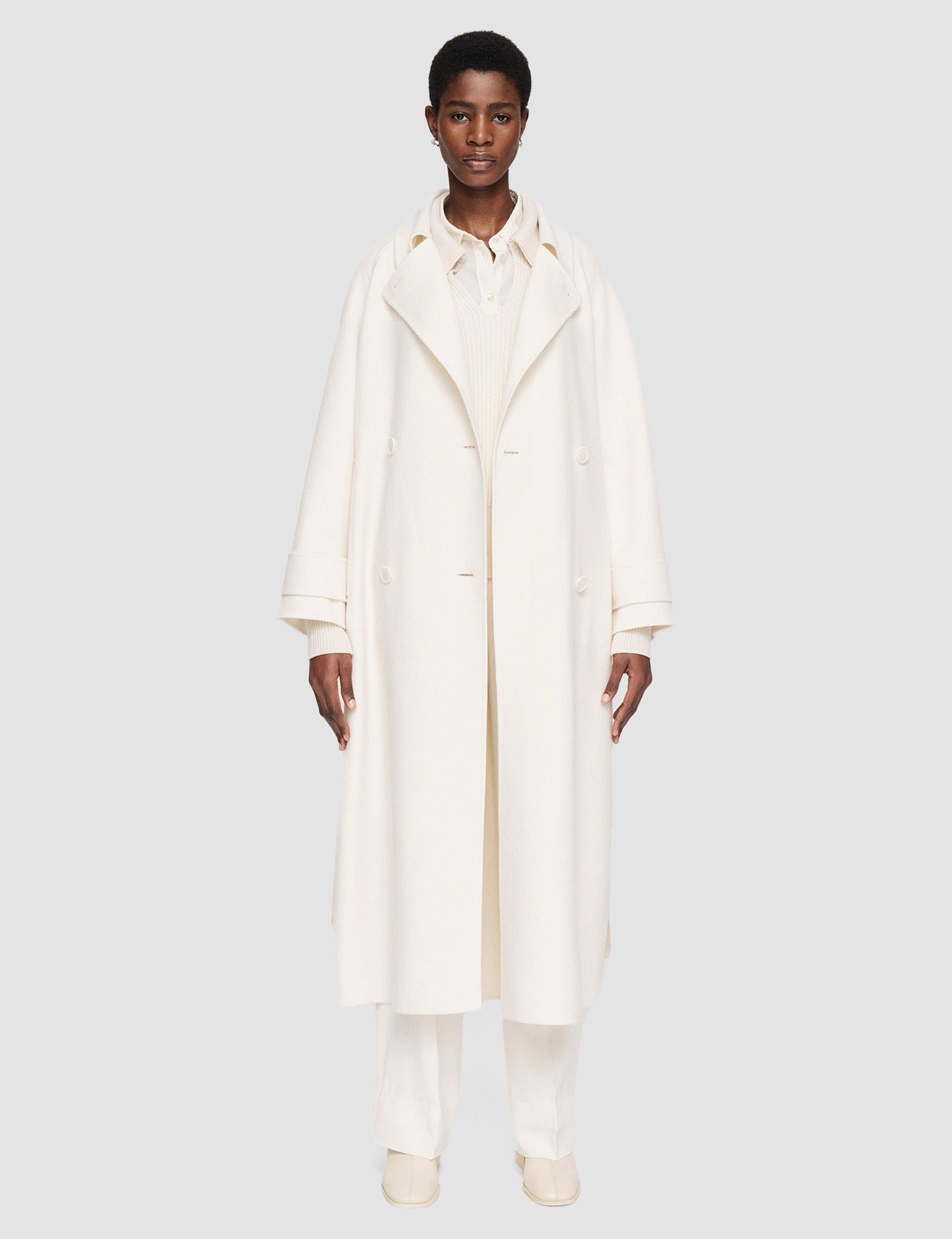 White Double Face Cashmere Navarre Coat - Joseph