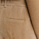 Beige Coleman Leather Stretch Trousers - Joseph