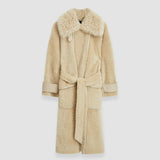 Beige Textured Shearling Denis Coat - Joseph