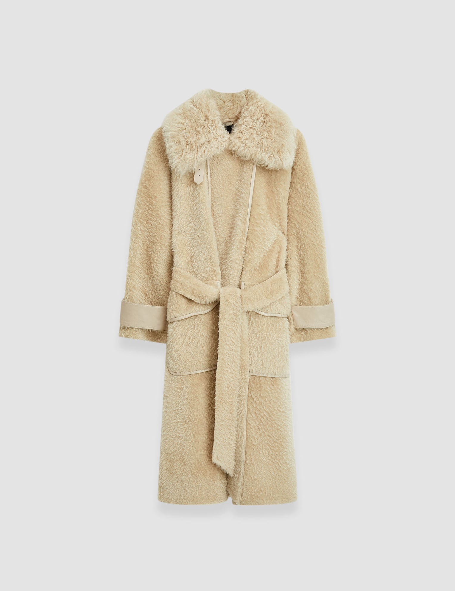 Beige Textured Shearling Denis Coat - Joseph