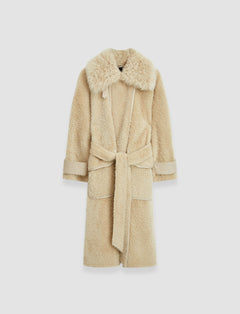 Beige Textured Shearling Denis Coat - Joseph