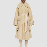 Beige Textured Shearling Denis Coat - Joseph
