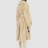 Beige Textured Shearling Denis Coat - Joseph