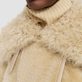 Beige Textured Shearling Denis Coat - Joseph