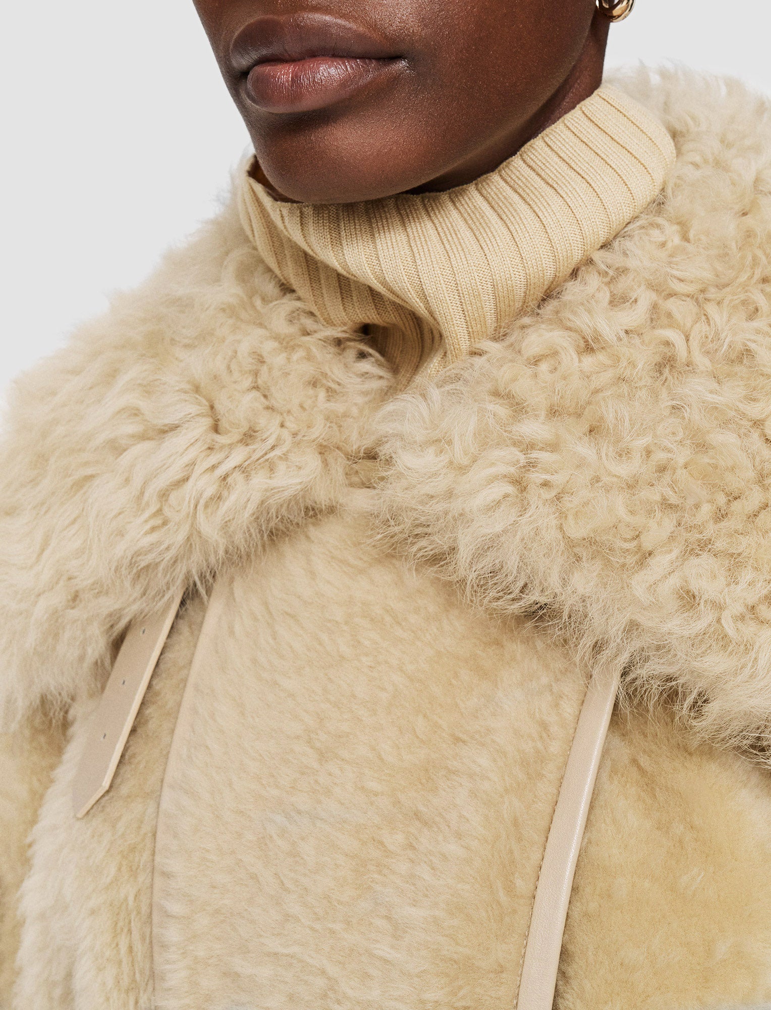 ベージュ-textured-shearling-denis-コート-JOSEPH