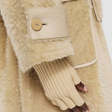 Beige Textured Shearling Denis Coat - Joseph