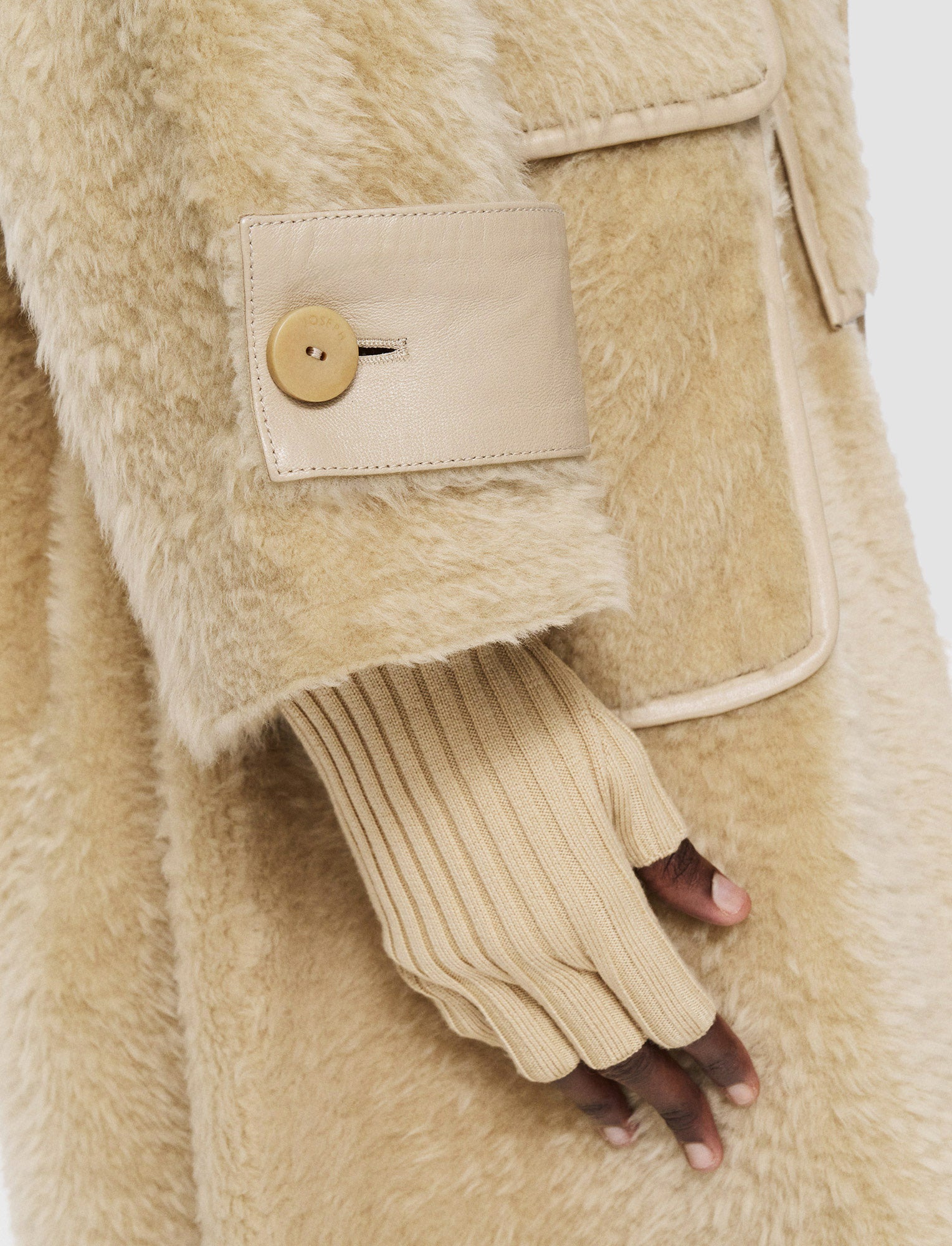 ベージュ-textured-shearling-denis-コート-JOSEPH