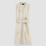 White Light Shearling Cresson Long Gilet - Joseph