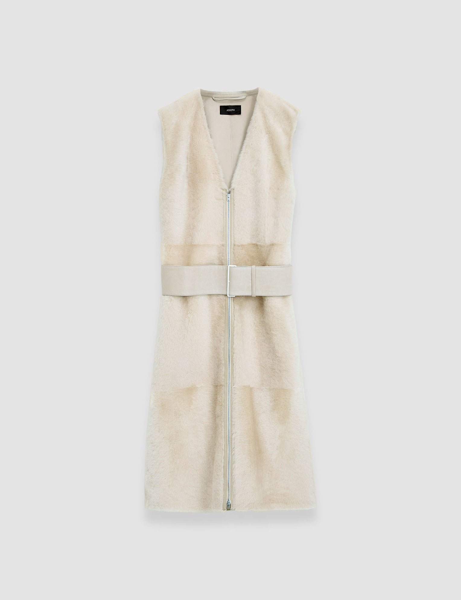 White Light Shearling Cresson Long Gilet - Joseph