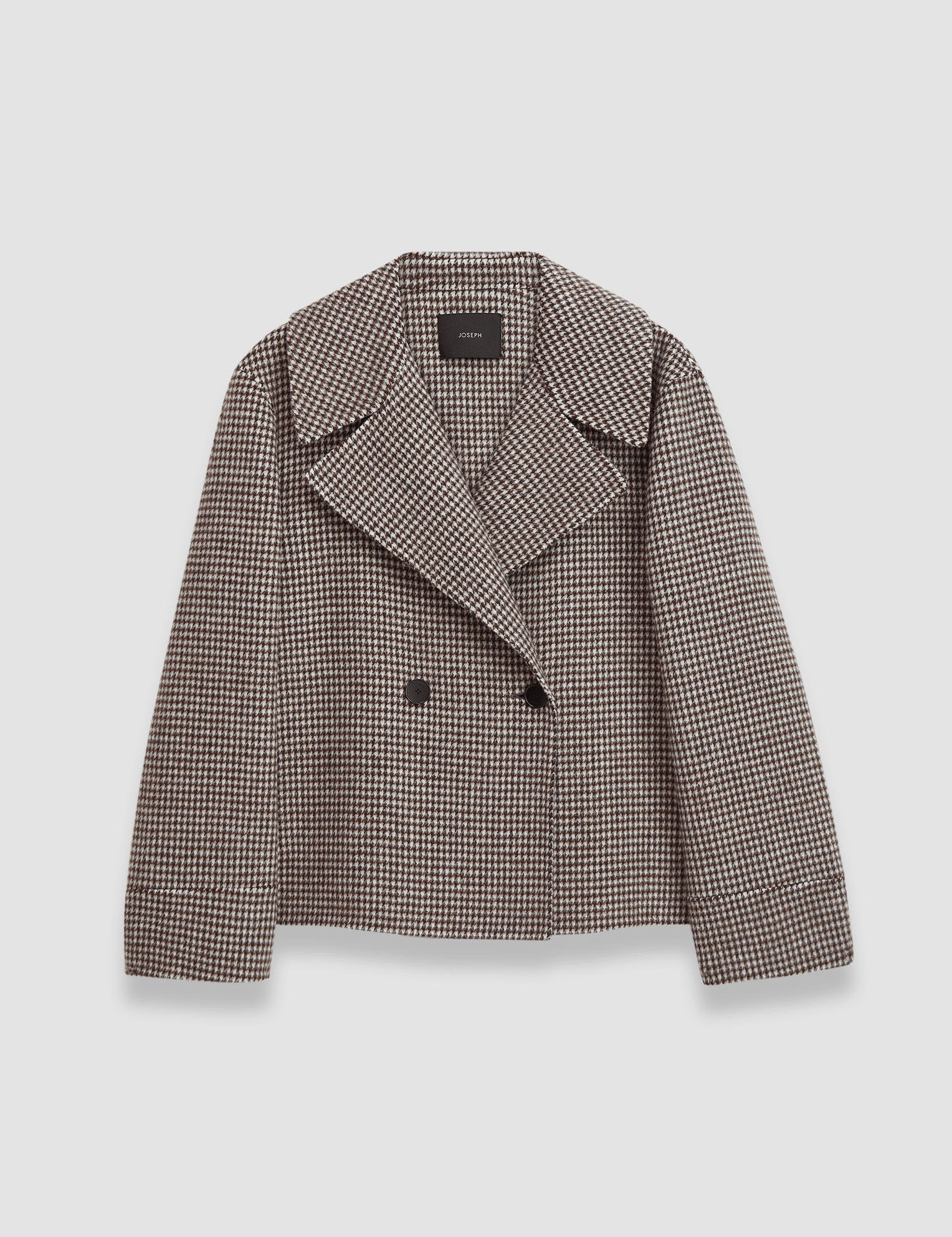 Brown Double Face Cashmere Dogtooth Rollet Jacket - Joseph