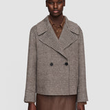 Brown Double Face Cashmere Dogtooth Rollet Jacket - Joseph