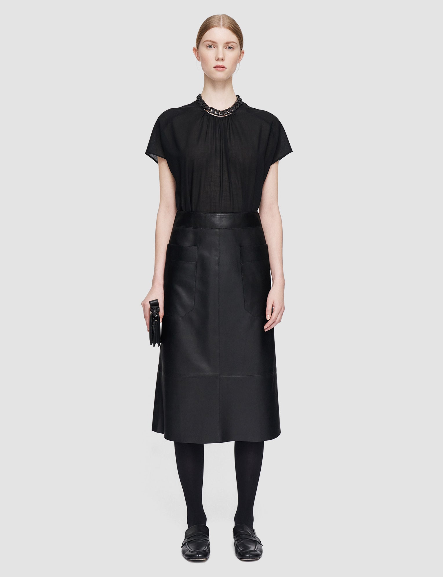 Black Blomfield Nappa Leather Skirt - Joseph