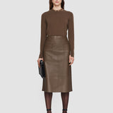 Brown Blomfield Nappa Leather Skirt - Joseph