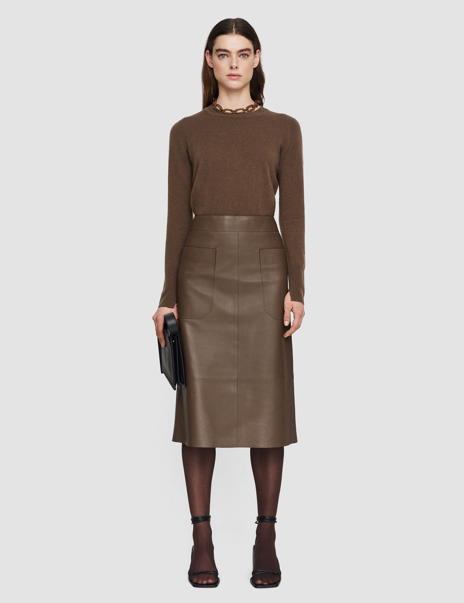 Brown Blomfield Nappa Leather Skirt - Joseph