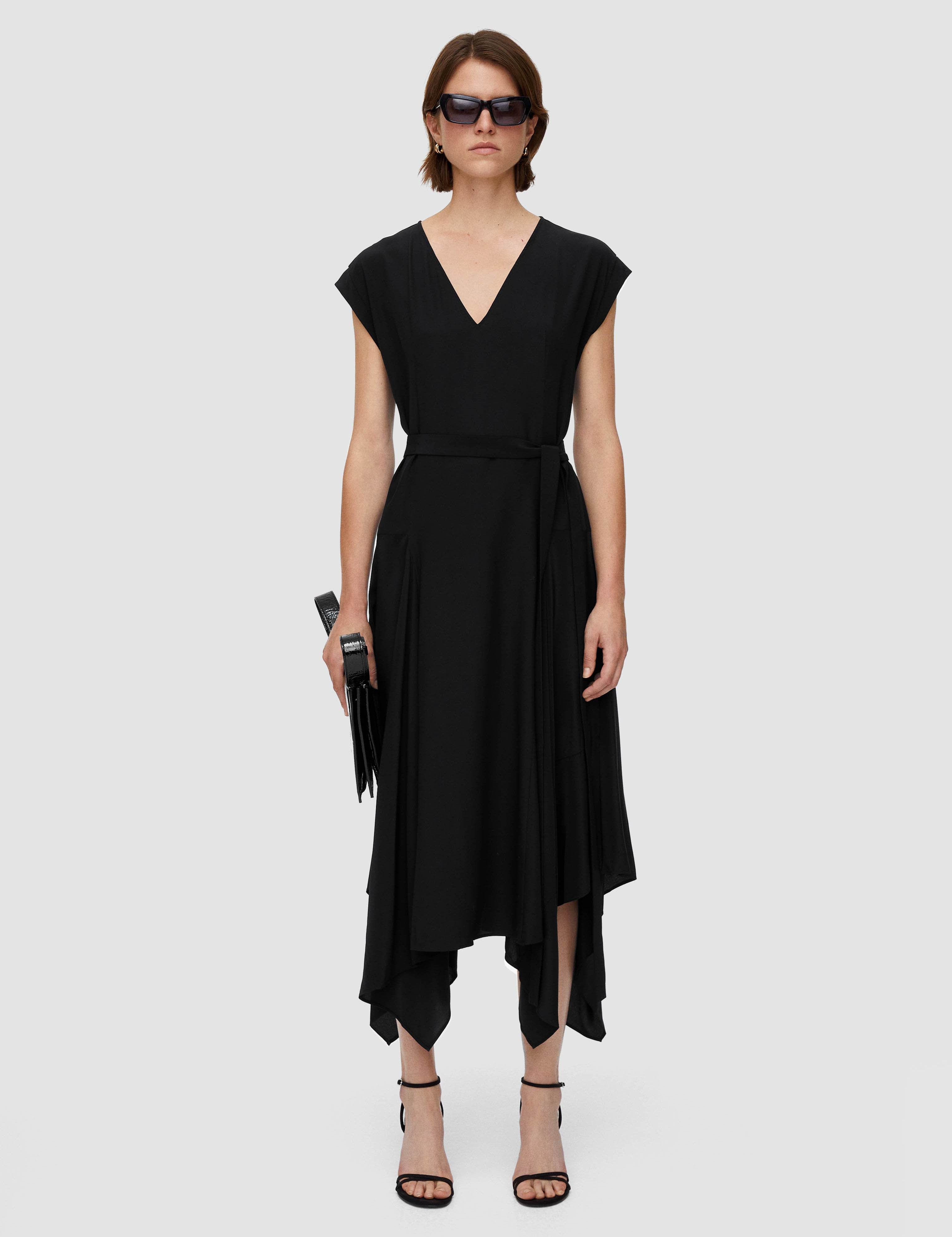 Black Silk Crepe de Chine Goodman Dress - Joseph