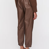 Brown Nappa Leather Taio Trousers - Joseph