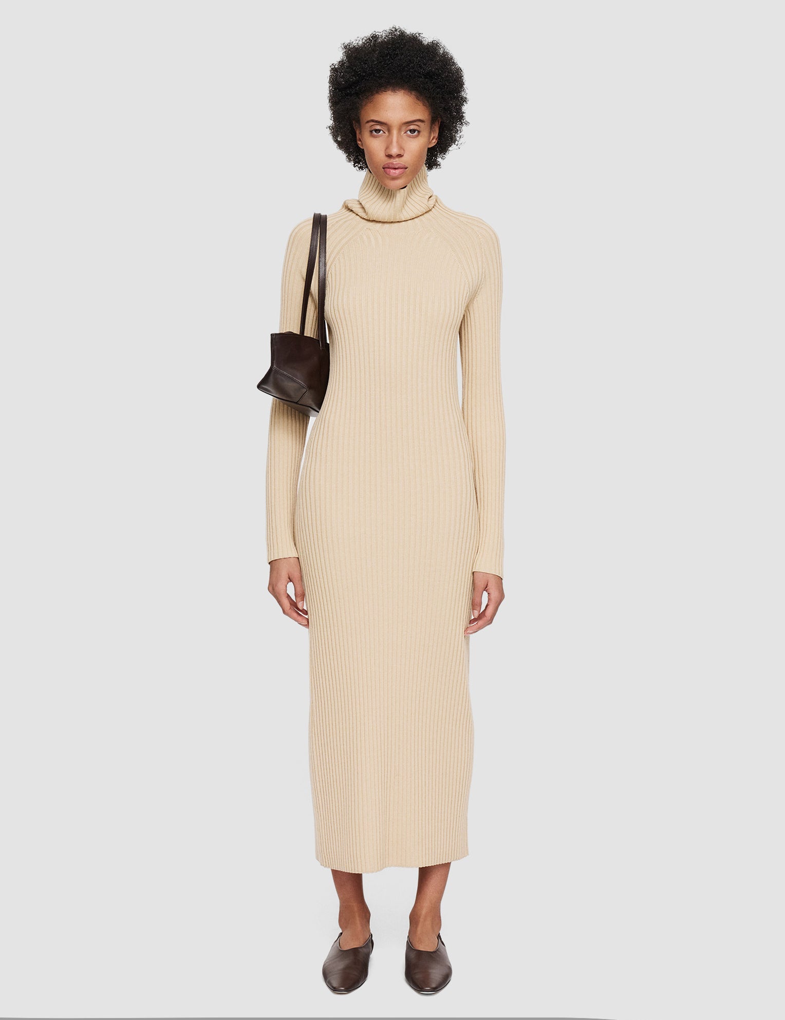 Beige Merino Silk Rib Dress - Joseph