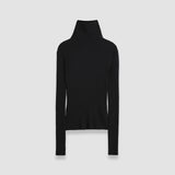 Black Merino Silk Rib High Neck Jumper - Joseph