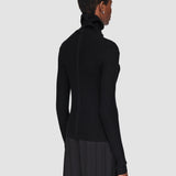 Black Merino Silk Rib High Neck Jumper - Joseph