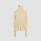 Beige Merino Silk Rib High Neck Jumper - Joseph