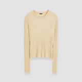 Beige Merino Silk Rib Round Neck Jumper - Joseph