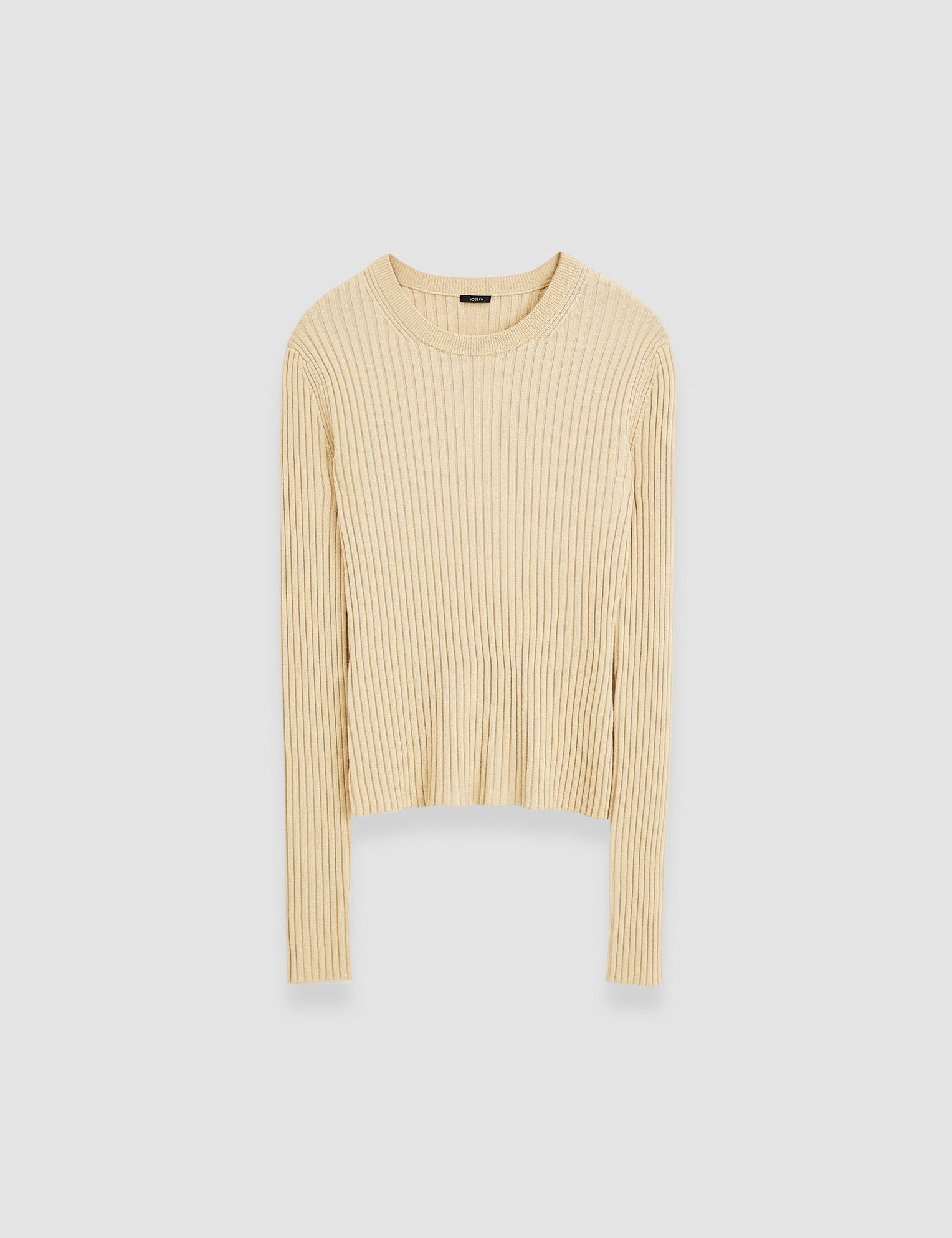 Beige Merino Silk Rib Round Neck Jumper - Joseph