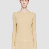 Beige Merino Silk Rib Round Neck Jumper - Joseph