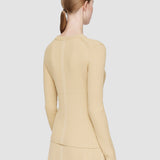 Beige Merino Silk Rib Round Neck Jumper - Joseph