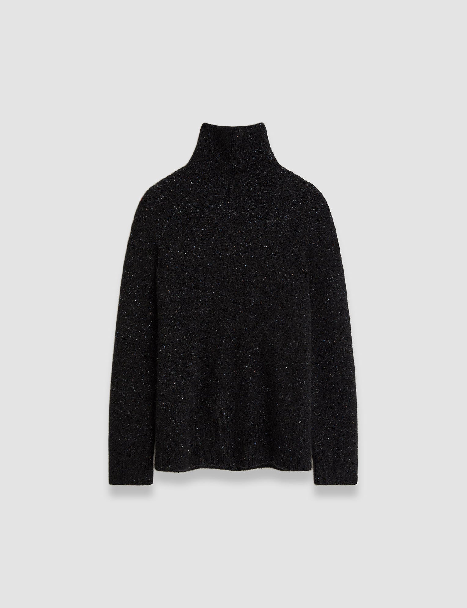 Black Alpaca Tweed Knit High Neck Jumper - Joseph