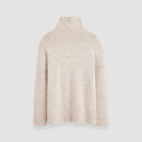 Beige Alpaca Tweed Knit High Neck Jumper - Joseph