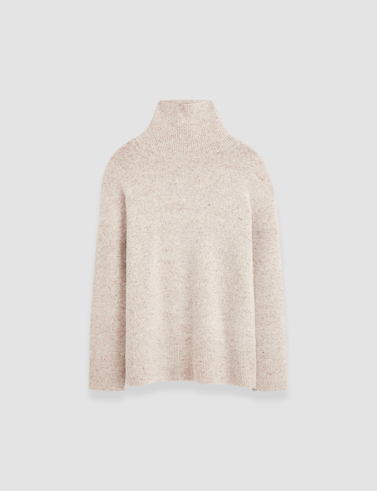 Beige Alpaca Tweed Knit High Neck Jumper - Joseph