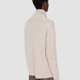 Beige Alpaca Tweed Knit High Neck Jumper - Joseph