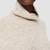 Beige Alpaca Tweed Knit High Neck Jumper - Joseph