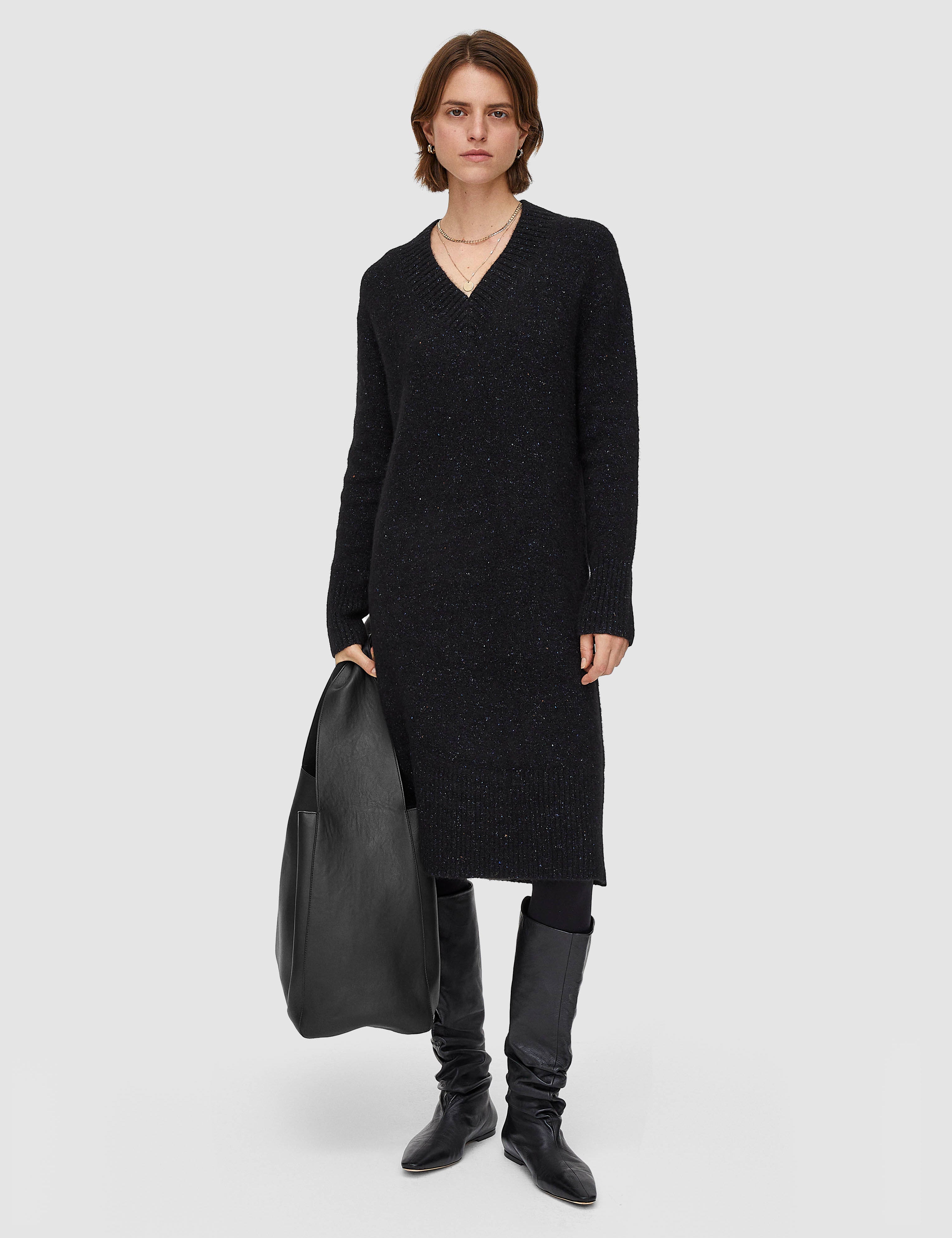 Black Alpaca Tweed Knit Dress - Joseph