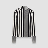 Multicolour Stripes and Pleats High Neck Jumper - Joseph