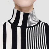 Multicolour Stripes and Pleats High Neck Jumper - Joseph