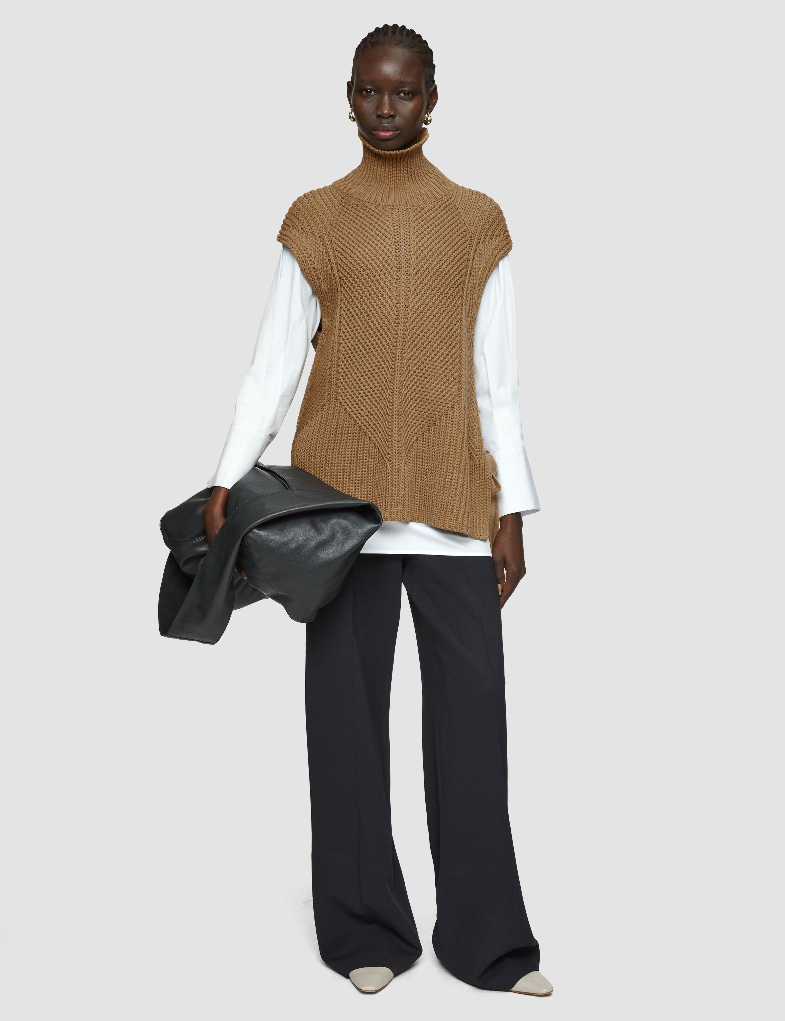 Beige Knit Vest & Shirt Set - Joseph