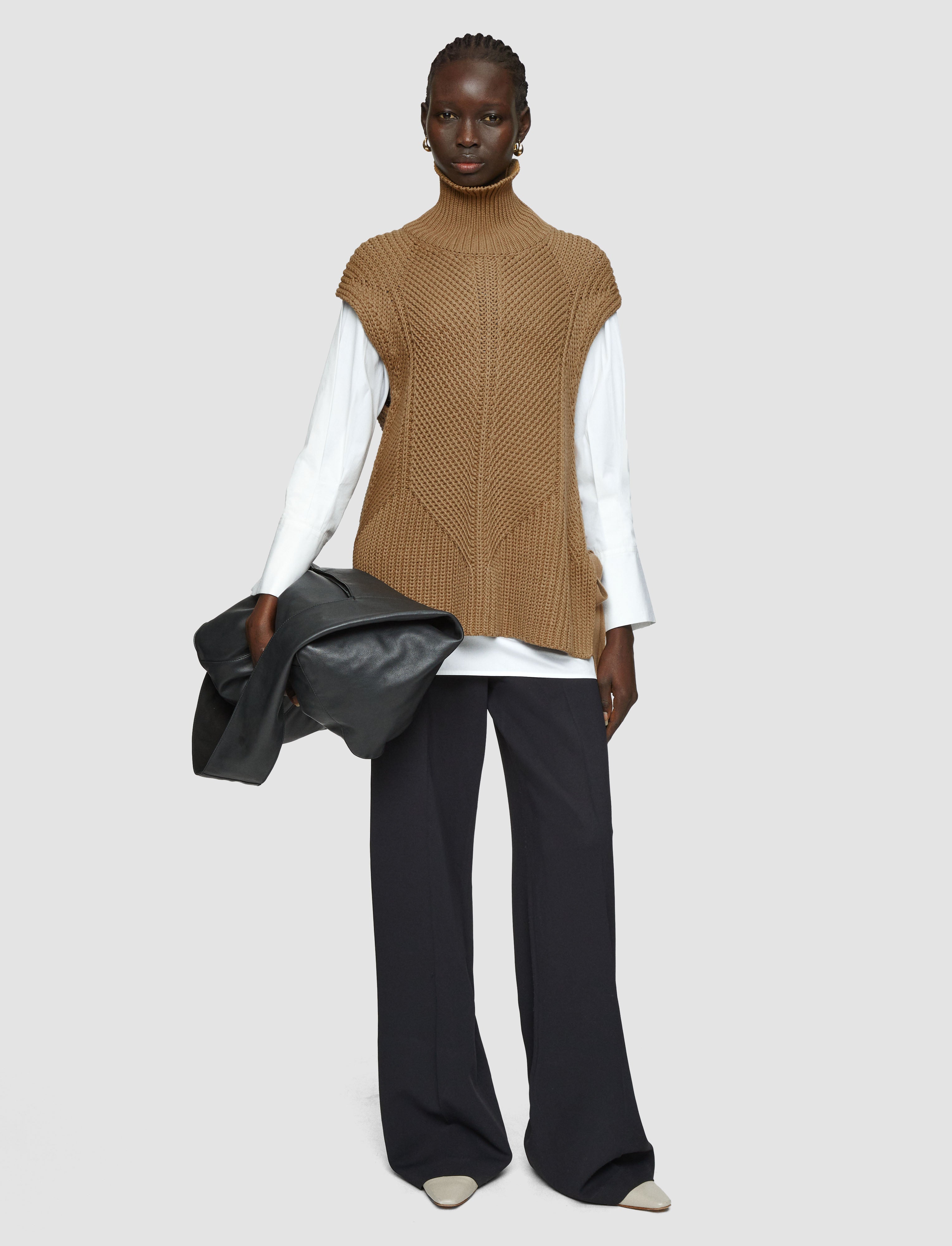 beige-knit-vest-shirt-set-JOSEPH